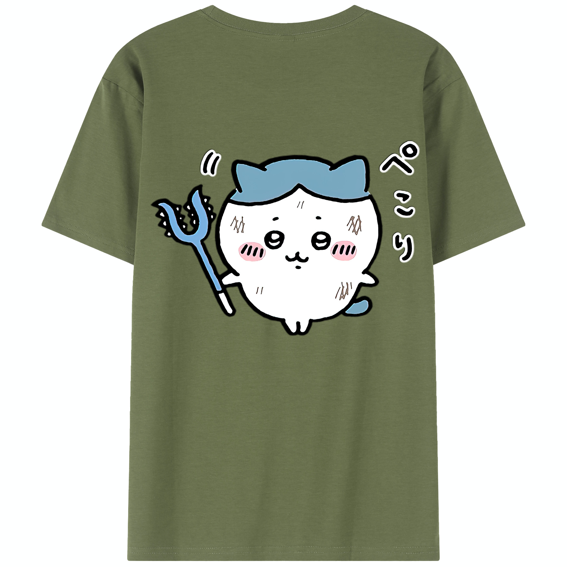 （画像用） ちいかわ ハチワレ Chii-kawa hachiware 綿100％半袖Tシャツ（背面プリント）